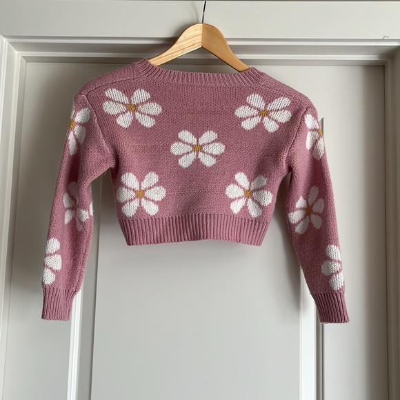 SHEIN Cropped Flower Print Sweater - Size 8 - Picture 2 of 3